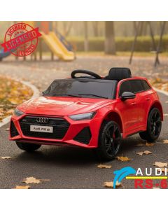 Audi RS6 - Licencirani auto na akumulator - Meke gume + kožno sedište - Crveni