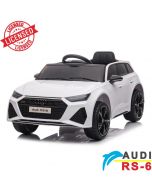 Audi RS6 - Licencirani auto na akumulator - Meke gume + kožno sedište - Beli