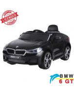 BMW 6 GT - Licencirani auto na akumulator - Meke gume + kožno sedište - Crni
