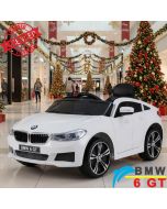 BMW 6 GT - Licencirani auto na akumulator - Meke gume + kožno sedište - Beli