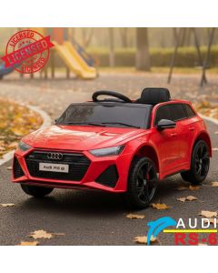 Audi RS6 - Licencirani auto na akumulator - Meke gume + kožno sedište - Crveni