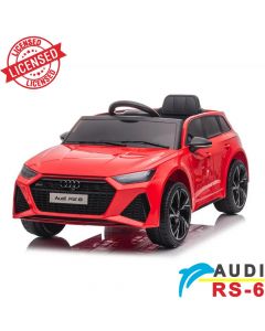 Audi RS6 - Licencirani auto na akumulator - Meke gume + kožno sedište - Crveni