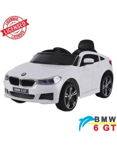 BMW 6 GT - Licencirani auto na akumulator - Meke gume + kožno sedište - Beli