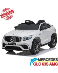 Mercedes GLC 63S AMG Coupe - Licencirani auto na akumulator - Meke gume + kožno sedište - Beli